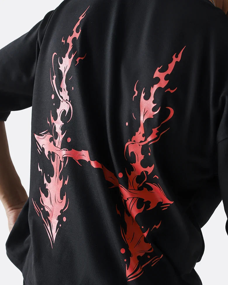 Diaz Clothing Black Graphic Oversized T-Shirt