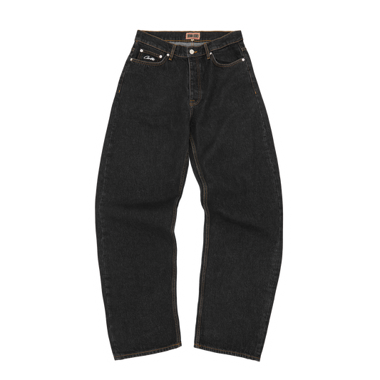 Corteiz Crest Chainstitch Baggy Jeans - Washed Black
