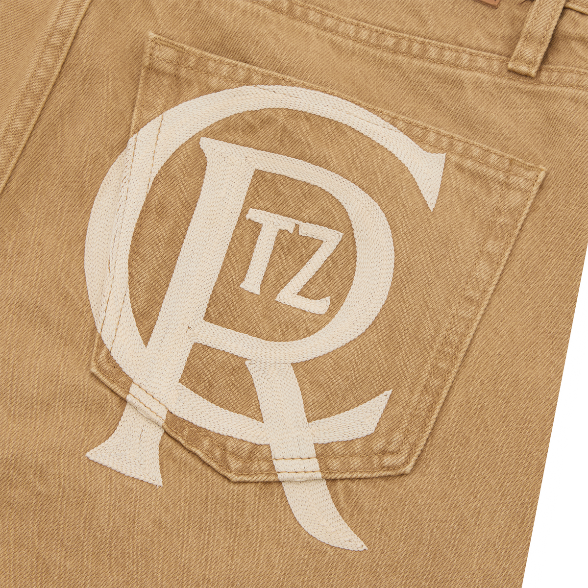 Corteiz Crest Chainstitch Baggy Jeans - Tan