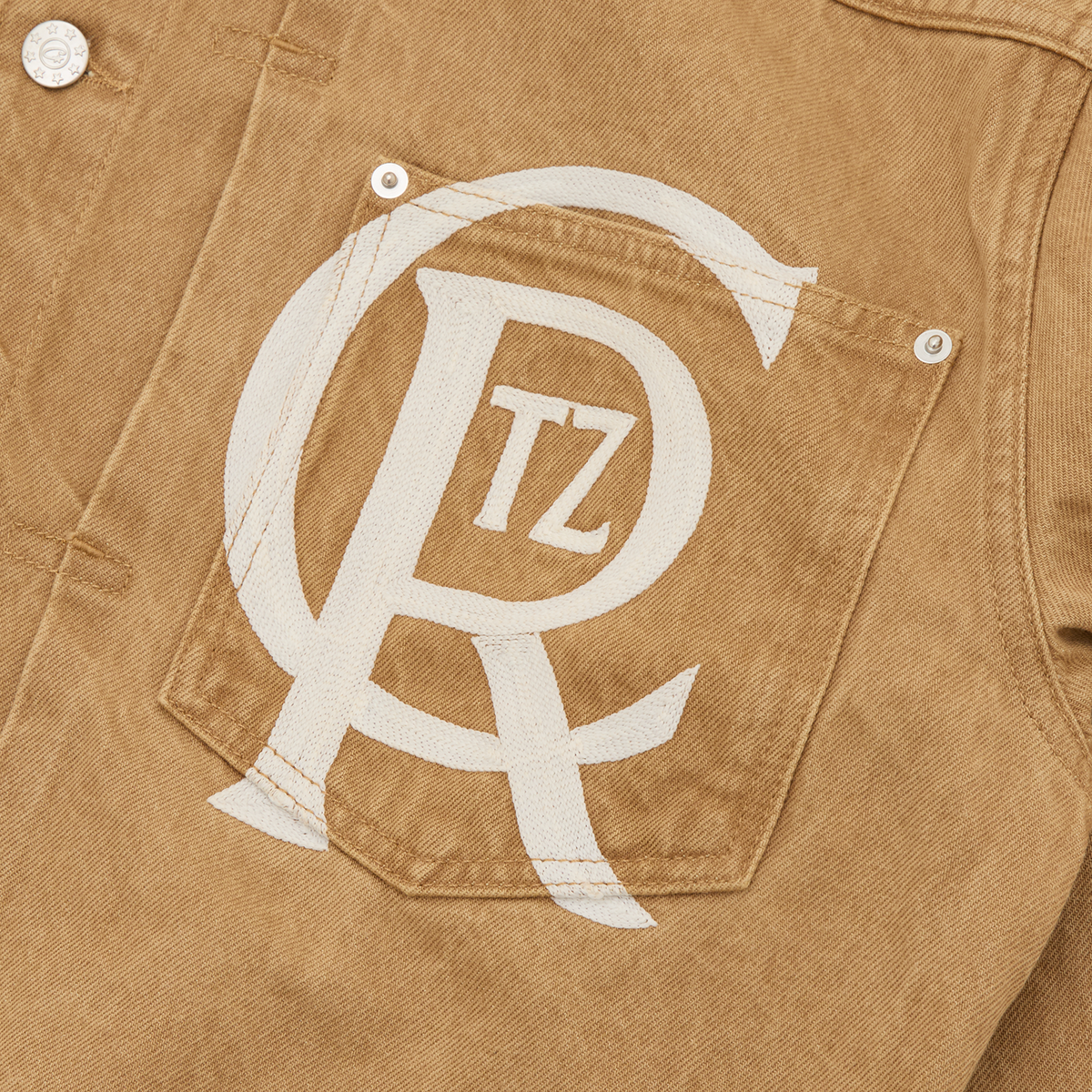 Corteiz Crest Chainstitch Denim Jacket - Tan
