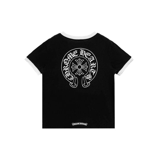 Chrome Hearts Black&White Horseshoe Logo Short Sleeve Tee
