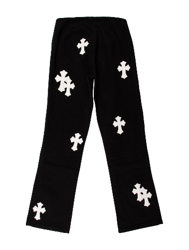 back view of Chrome Hearts Cross Patch Straight Leg Jeans in black