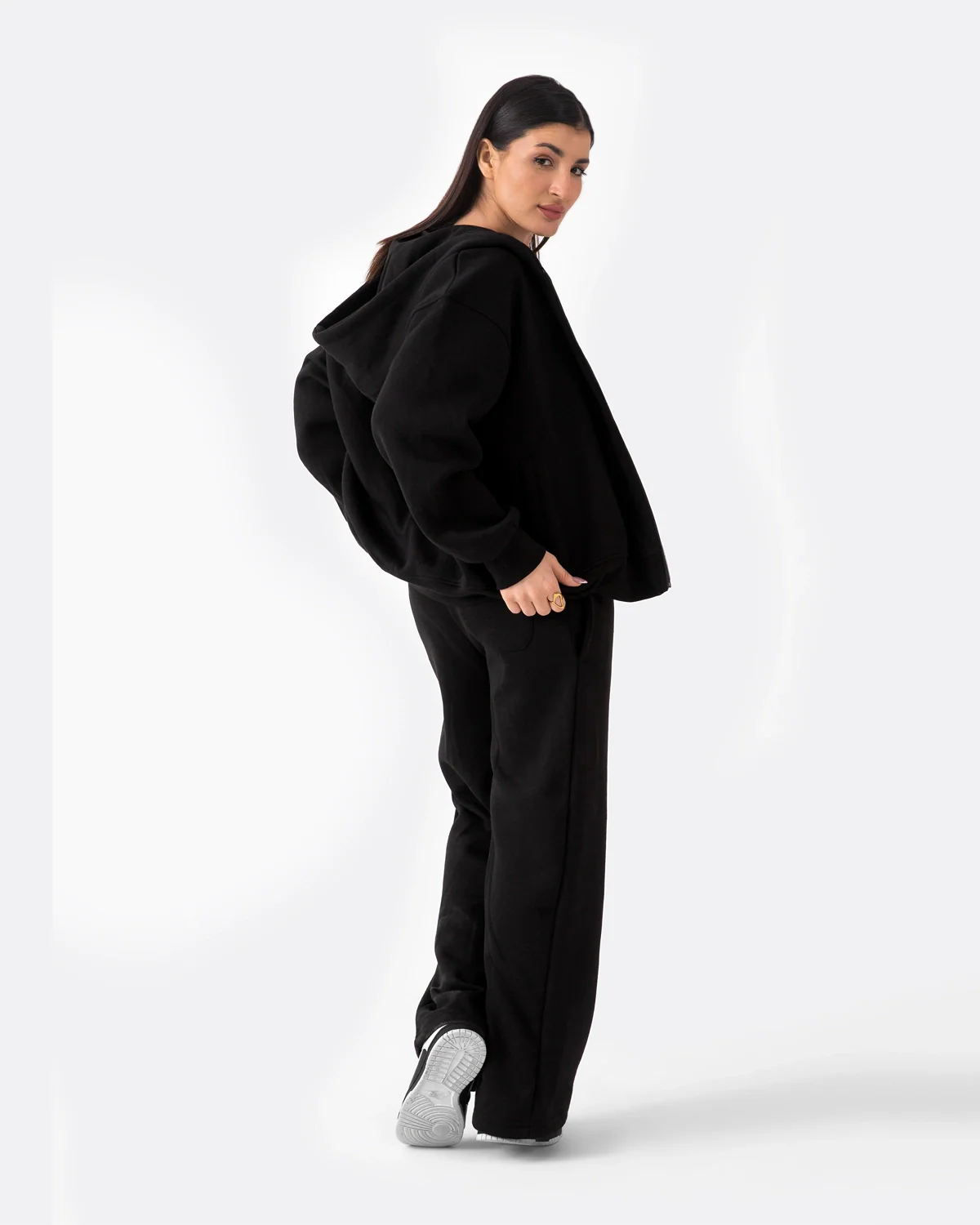 Diaz Clothing Black Oversized Zipper Hoodie