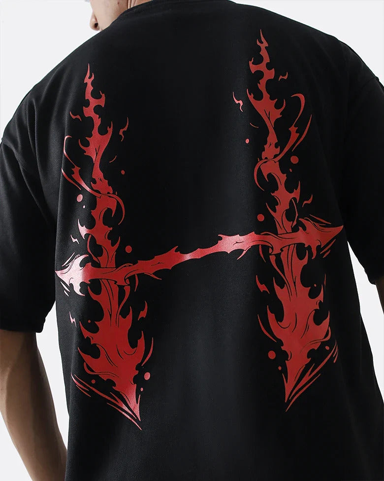 Diaz Clothing Black Graphic Oversized T-Shirt