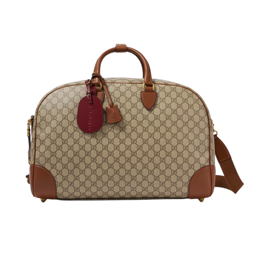 Gucci GG Canvas Medium Leather – Trimmed Duffel Bag