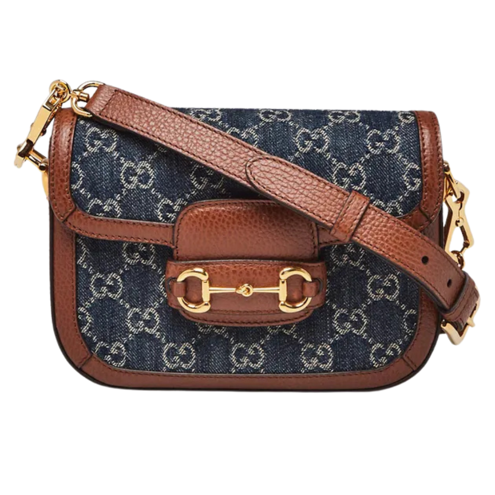 Gucci Blue GG Denim Horsebit 1955 Mini Crossbody Bag – Blue