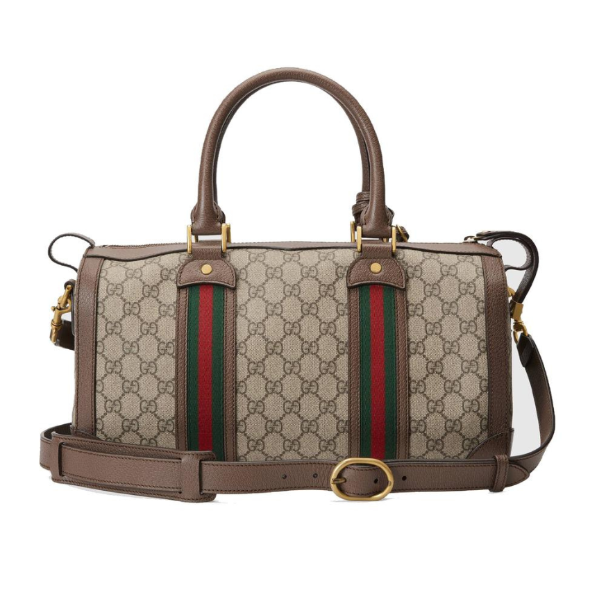 Gucci Canvas Leather Travel Duffle Bag – Beige