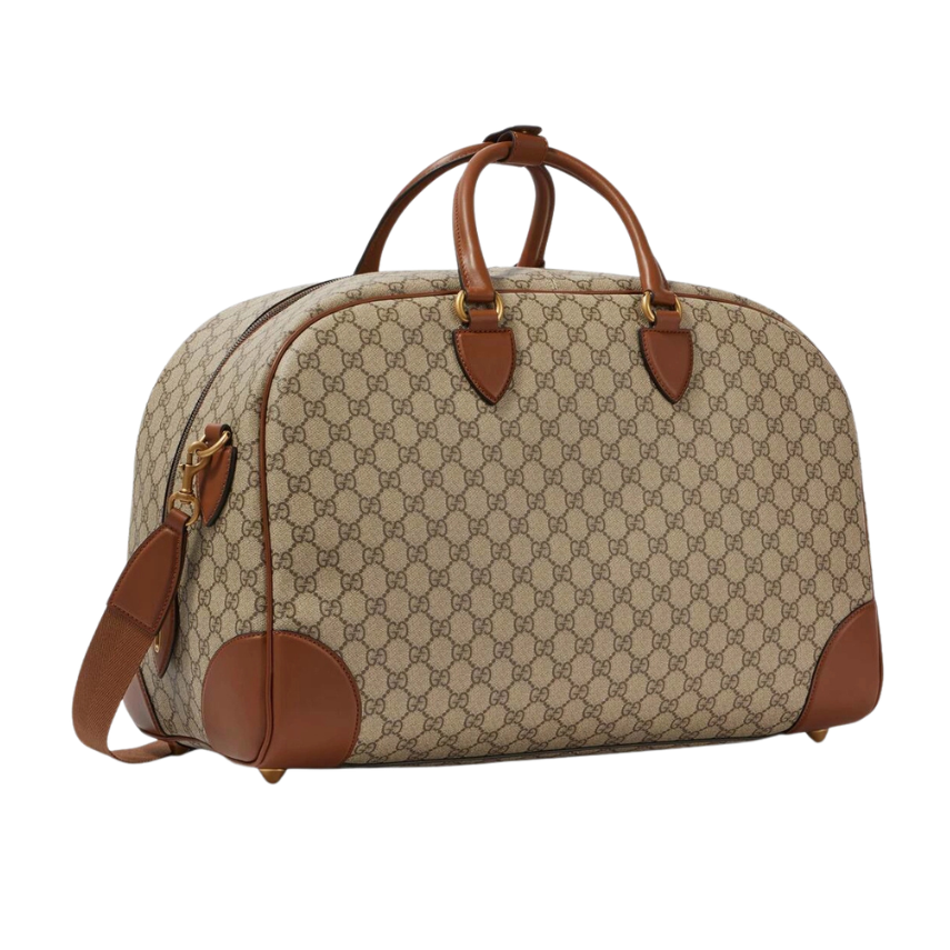 Gucci GG Canvas Medium Leather – Trimmed Duffel Bag