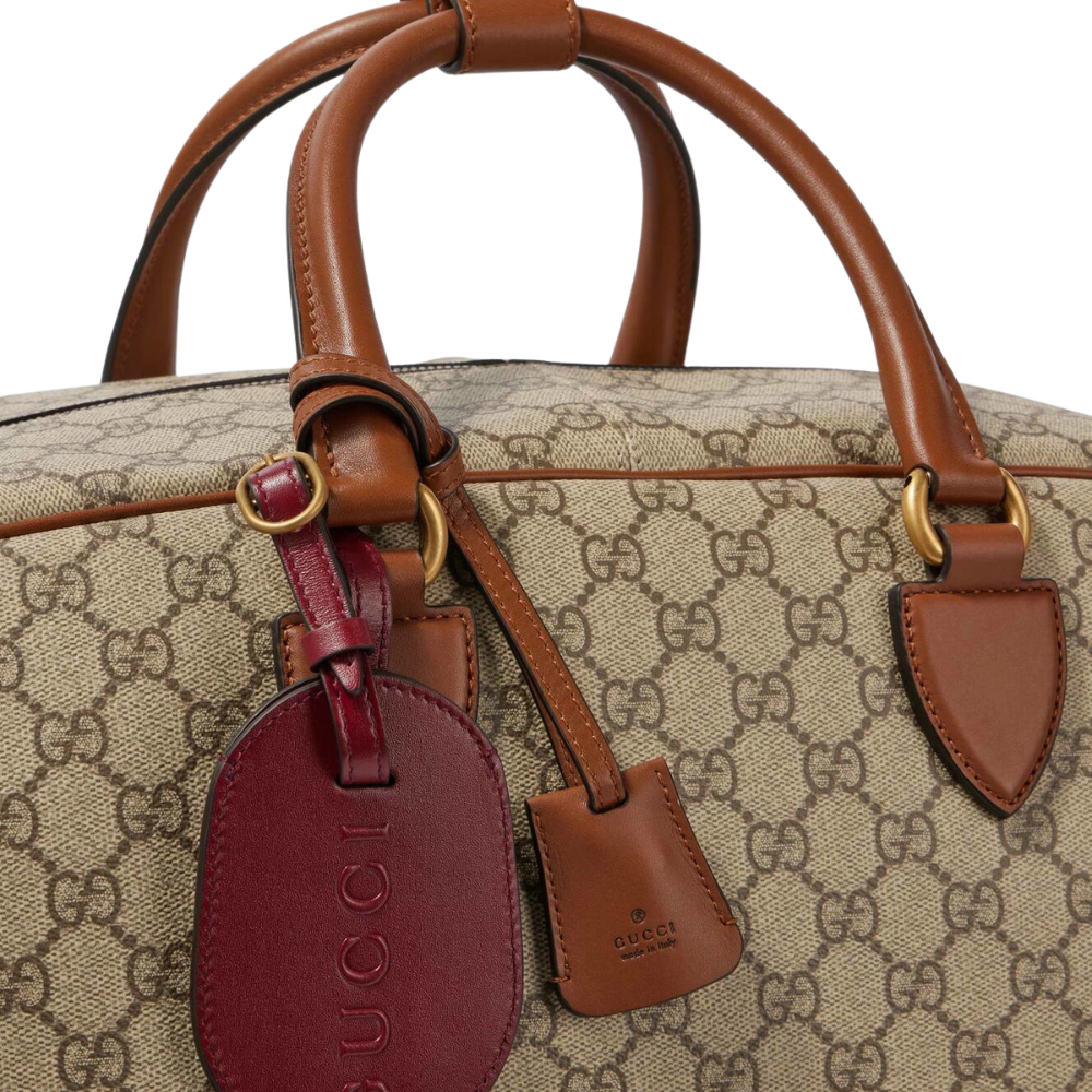 Gucci GG Canvas Medium Leather – Trimmed Duffel Bag