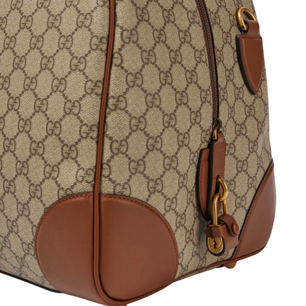 Gucci GG Canvas Medium Leather – Trimmed Duffel Bag