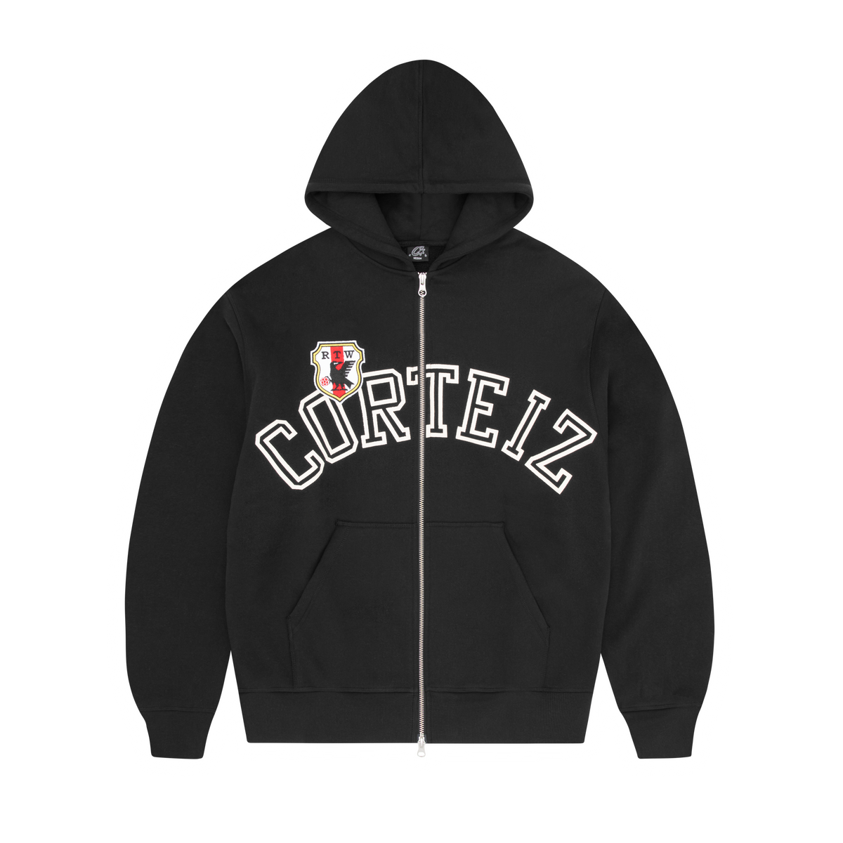 Corteiz Arch Shield Zip Hoodie - Black