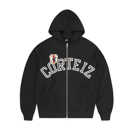 Corteiz Arch Shield Zip Hoodie - Black