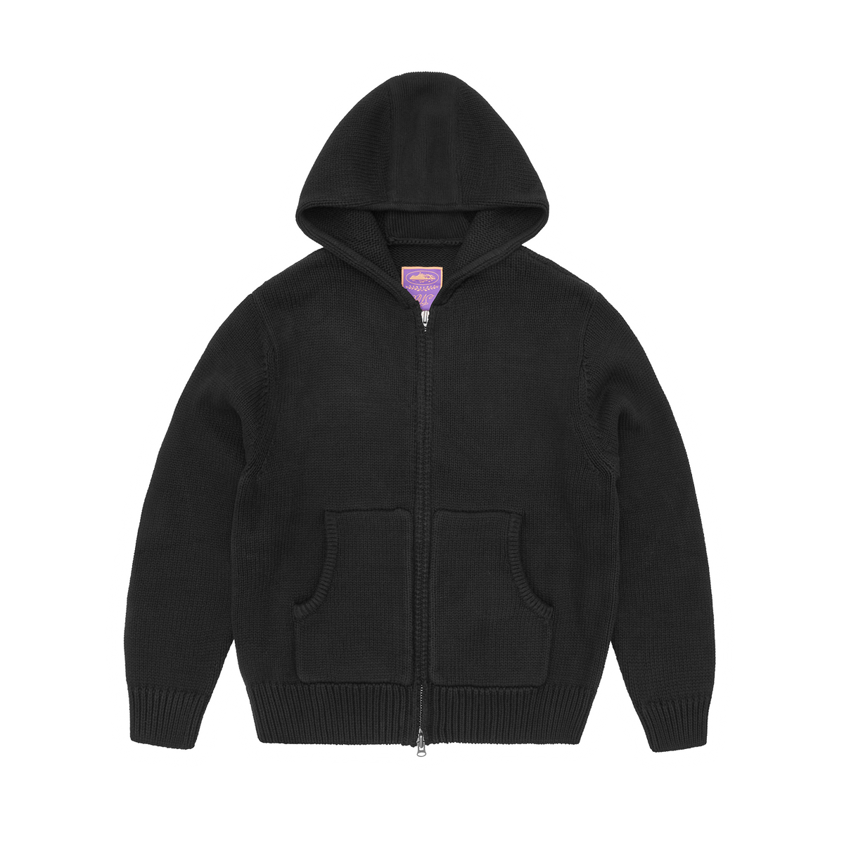 Corteiz Alcatraz Heavy Knit Zip Hoodie - Black