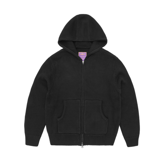 Corteiz Alcatraz Heavy Knit Zip Hoodie - Black