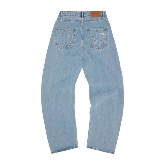 Corteiz Allstarz Baggy Jeans - Washed Blue