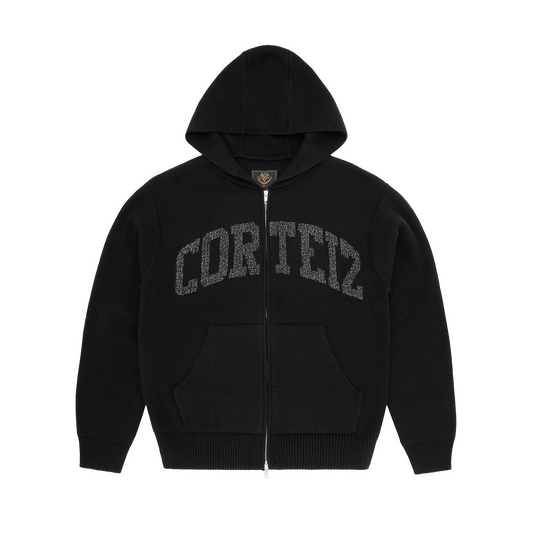 Corteiz 3M College Knit Zip Hoodie - Black