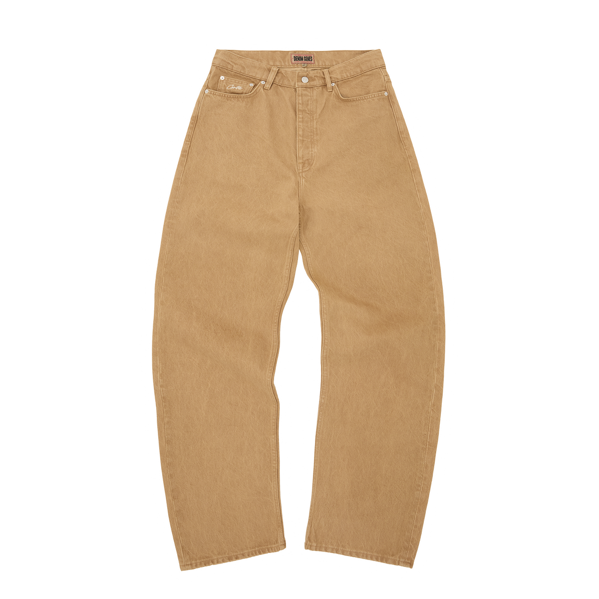 Corteiz Crest Chainstitch Baggy Jeans - Tan