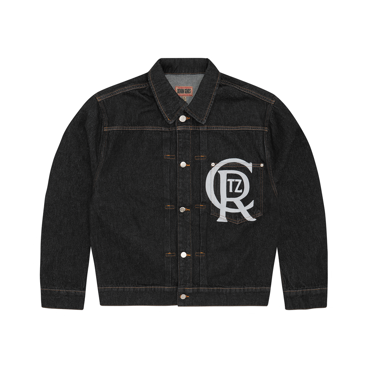 Corteiz Crest Chainstitch Denim Jacket - Washed Black