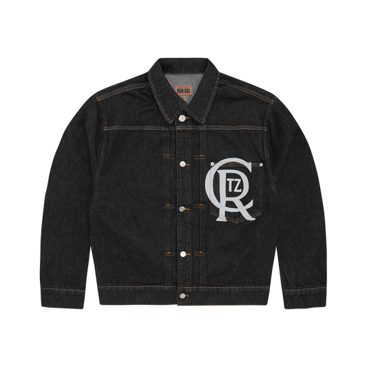 Corteiz Crest Chainstitch Denim Jacket - Washed Black