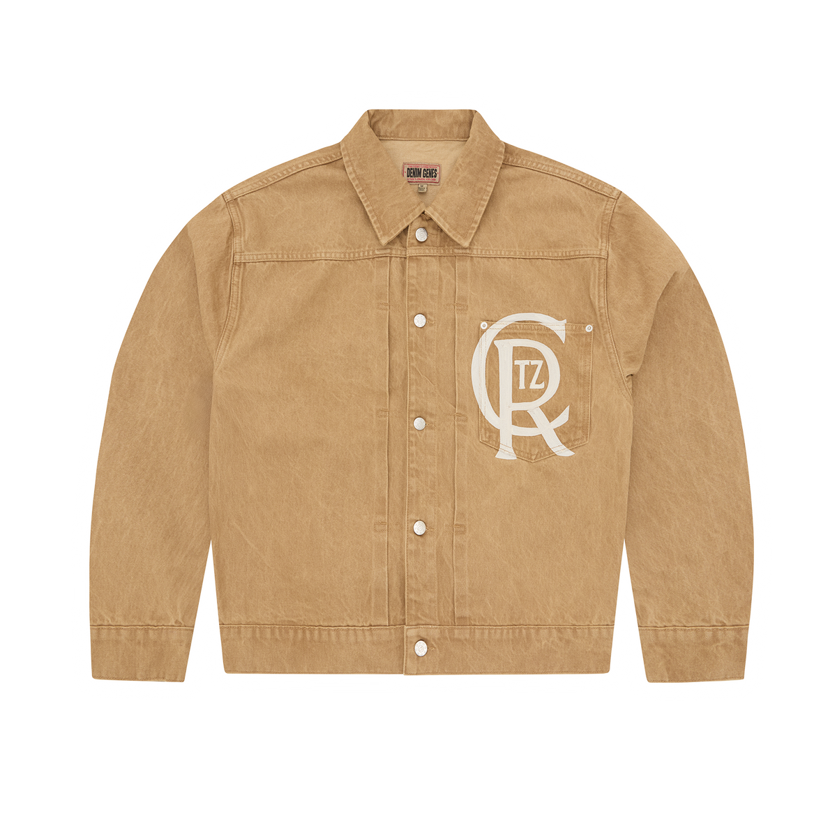 Corteiz Crest Chainstitch Denim Jacket - Tan