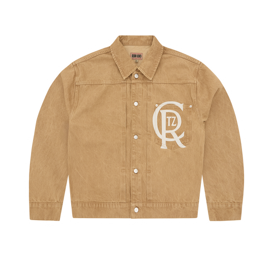 Corteiz Crest Chainstitch Denim Jacket - Tan