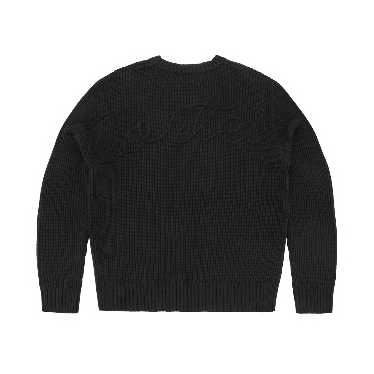 Corteiz Crochet Applique Knit Crew - Triple Black