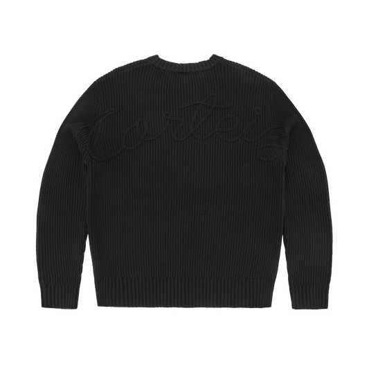 Corteiz Crochet Applique Knit Crew - Triple Black