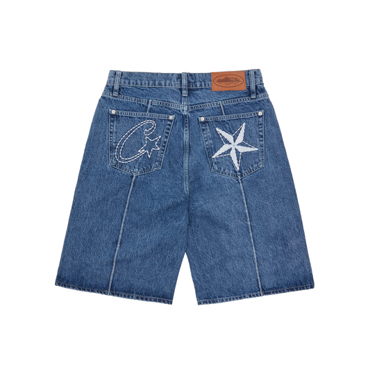 Corteiz C-Star Denim Short - Washed Blue