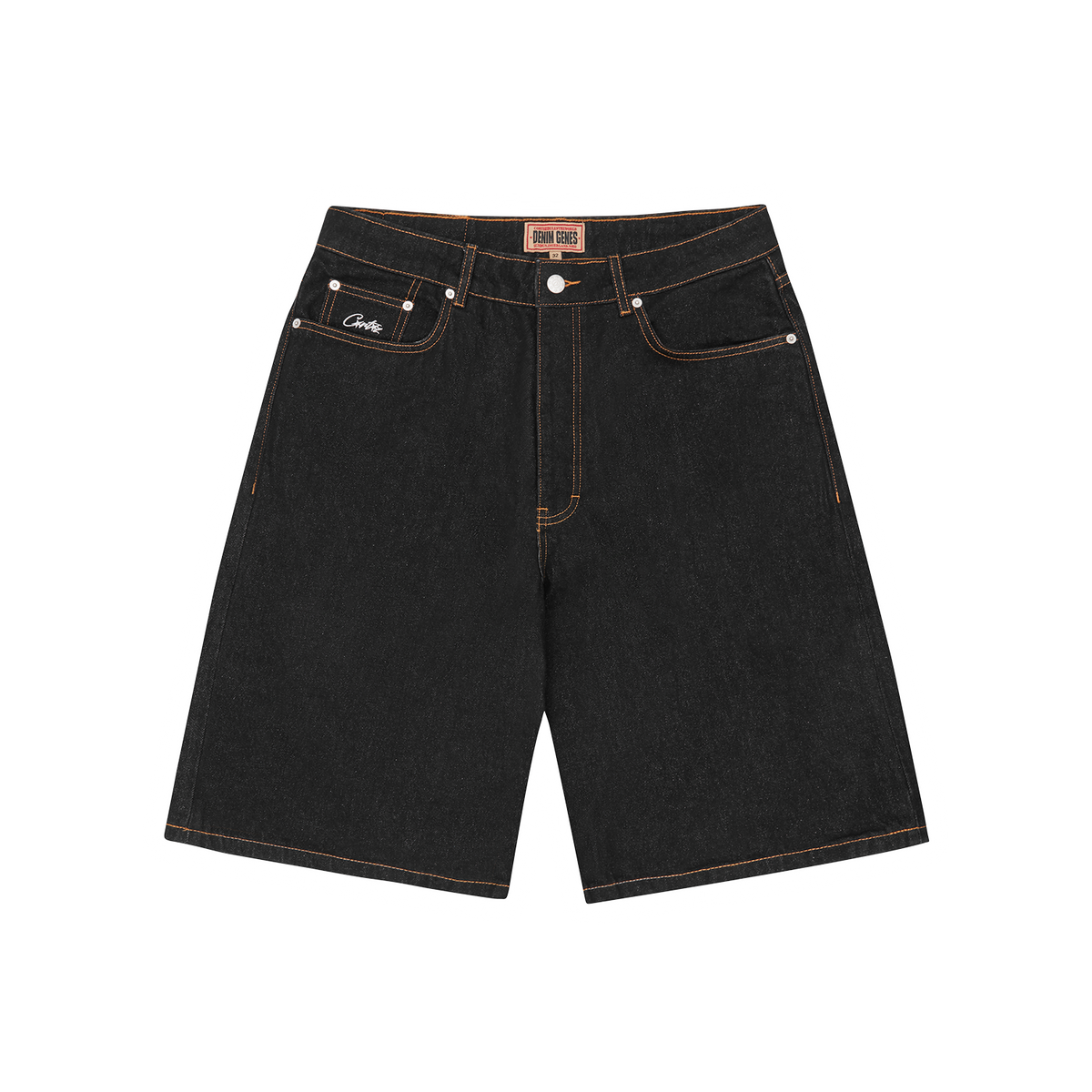 Corteiz Dual Stripe Denim Short [Washed Black]