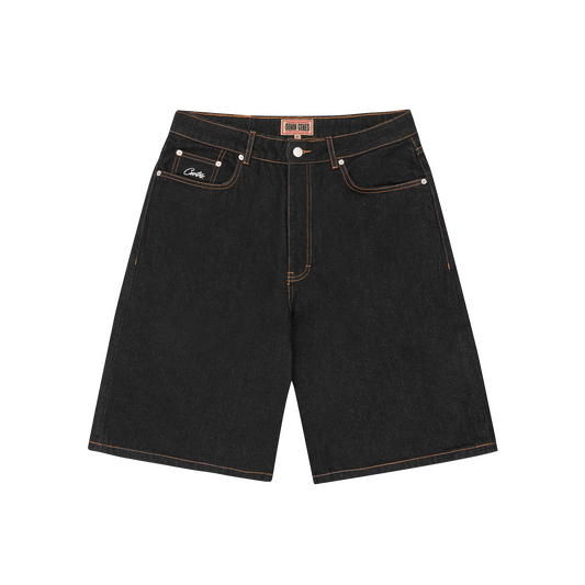 Corteiz Dual Stripe Denim Short [Washed Black]