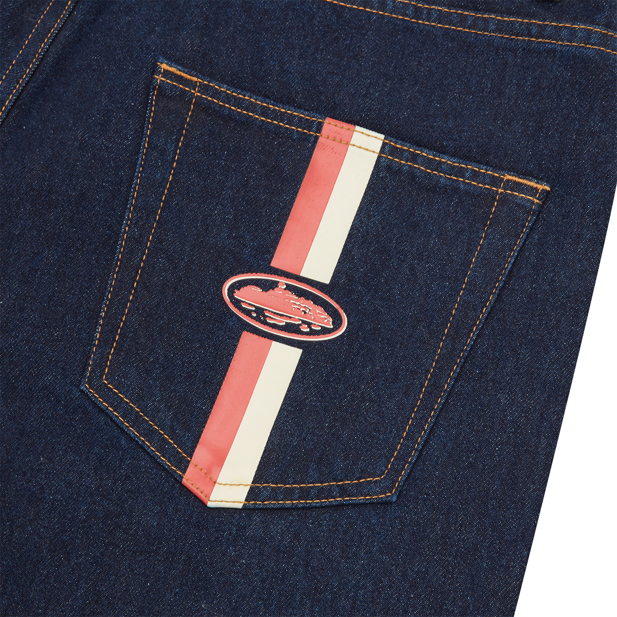 Corteiz Dual Stripe Denim Short [Washed Indigo]