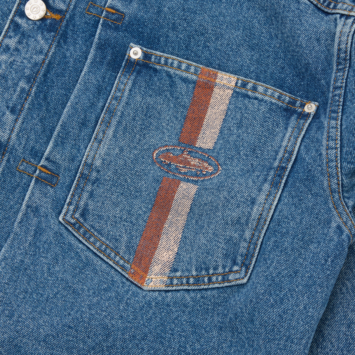 Corteiz Dual Stripe Denim Jacket [Midwash]
