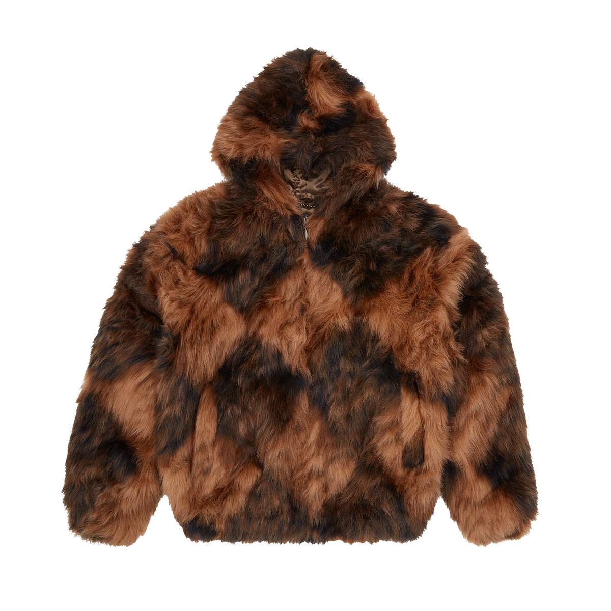 Corteiz Diamond Hooded Fur Jacket [Brown]