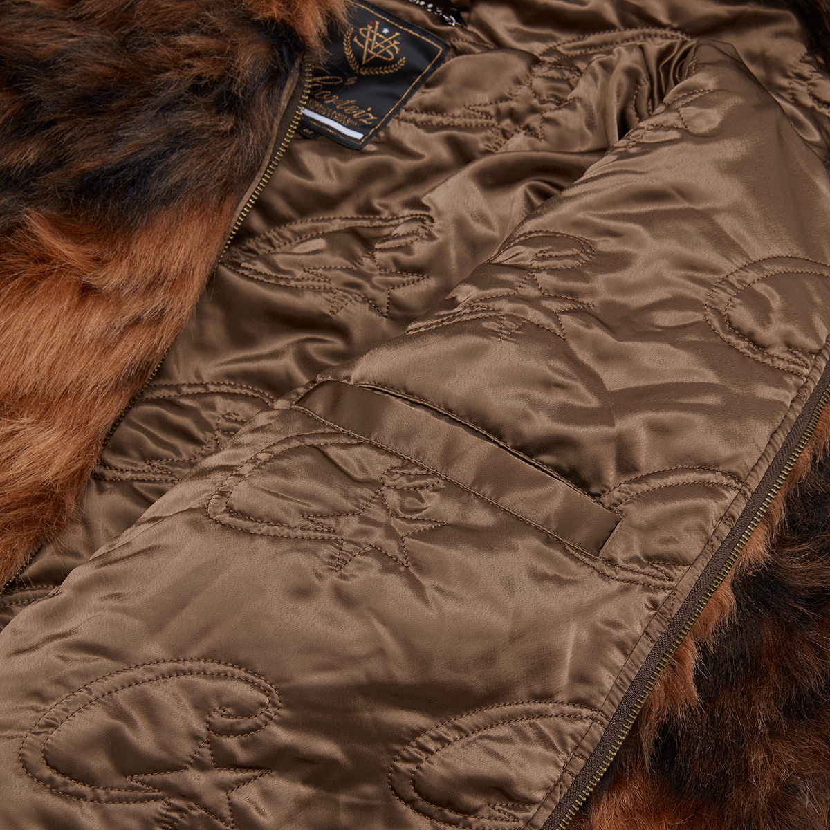 Corteiz Diamond Hooded Fur Jacket [Brown]