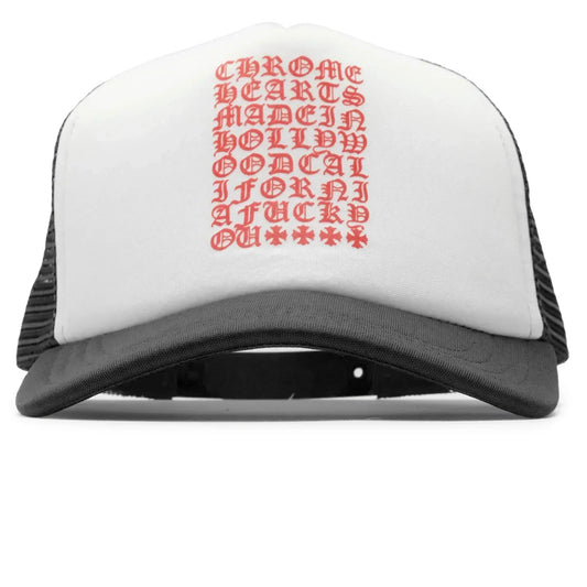 Chrome Hearts Eyechart Trucker Cap - Black/White/Red