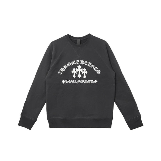 Chrome Hearts Triple Cross CH Embroidered Sweatshirt in Black