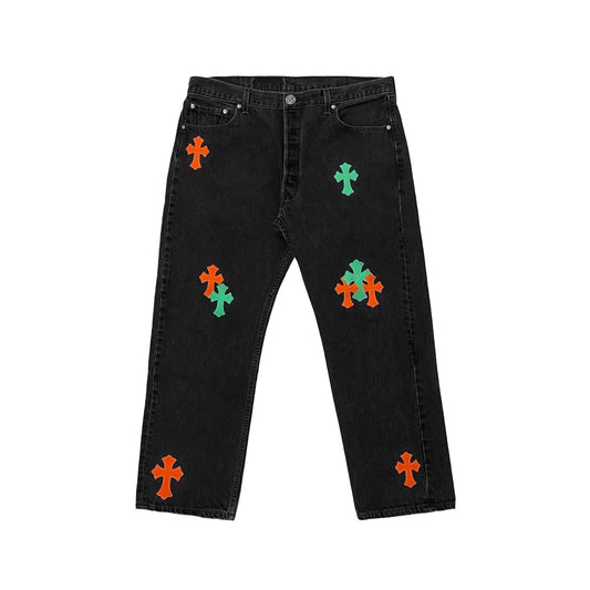 Chrome Hearts x Levi's 501 Miami Cross Patch Jeans – Black back view