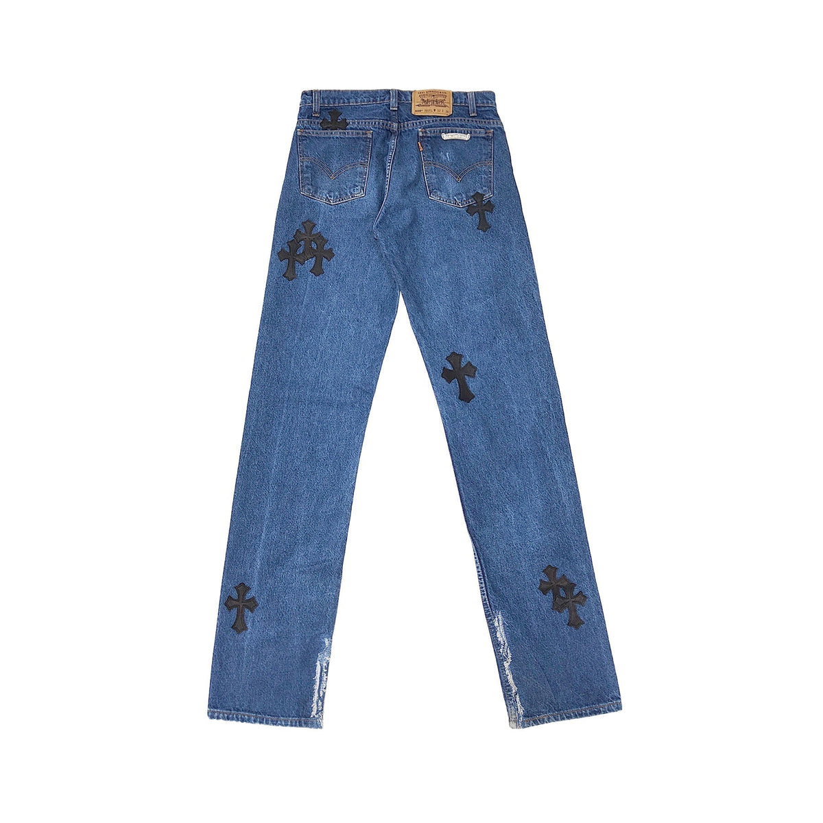 Chrome Hearts x Levi's 505 Black Cross Patch Jeans – Denim back view