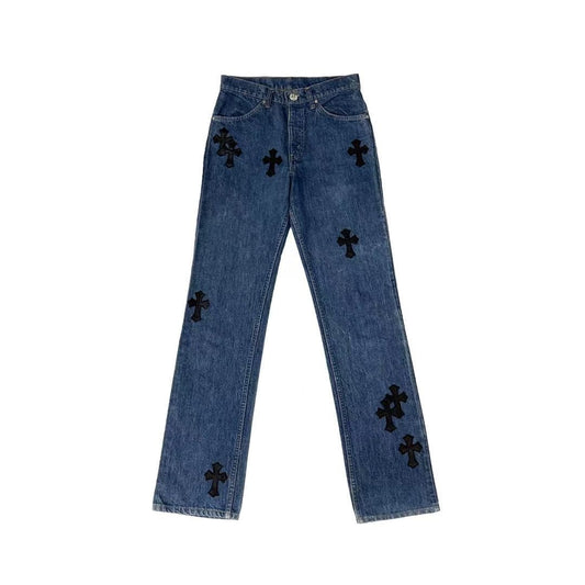 Chrome Hearts x Levi's 517 Blue Cross Patch Jeans – Black front view