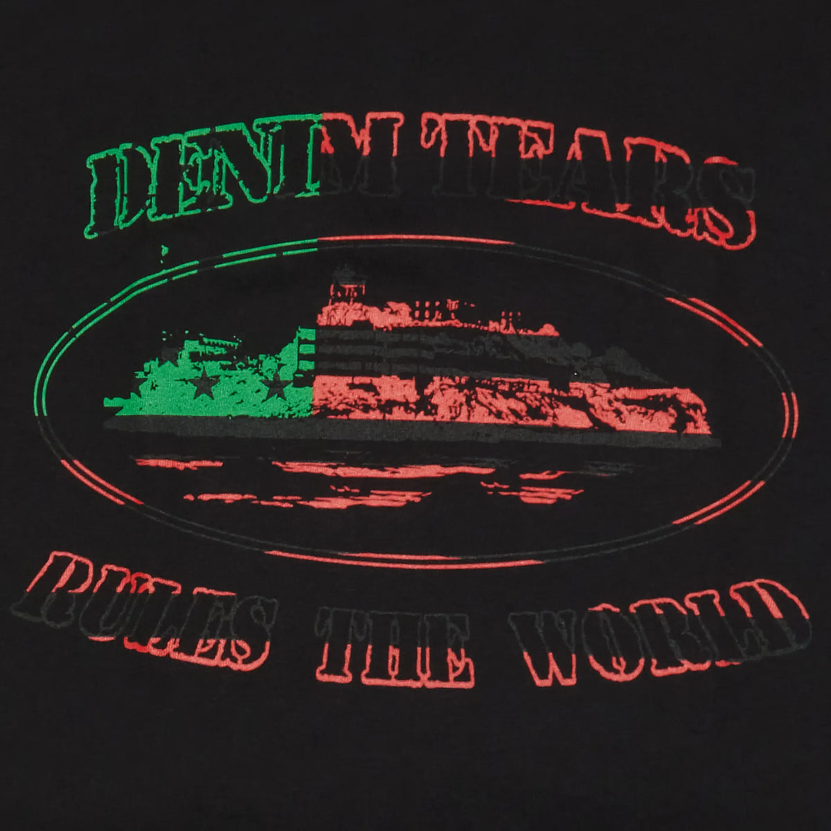 Corteiz X Denim Tears OG Alcatraz T Shirt - Black