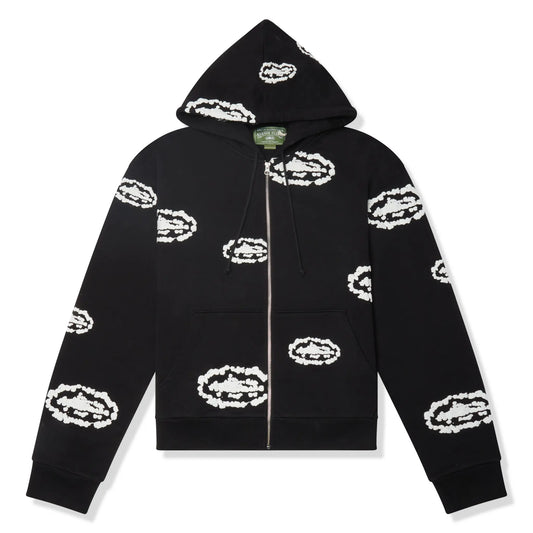 Corteiz X Denim Tears Cotton Wreath Zip-Up Hoodie - Black