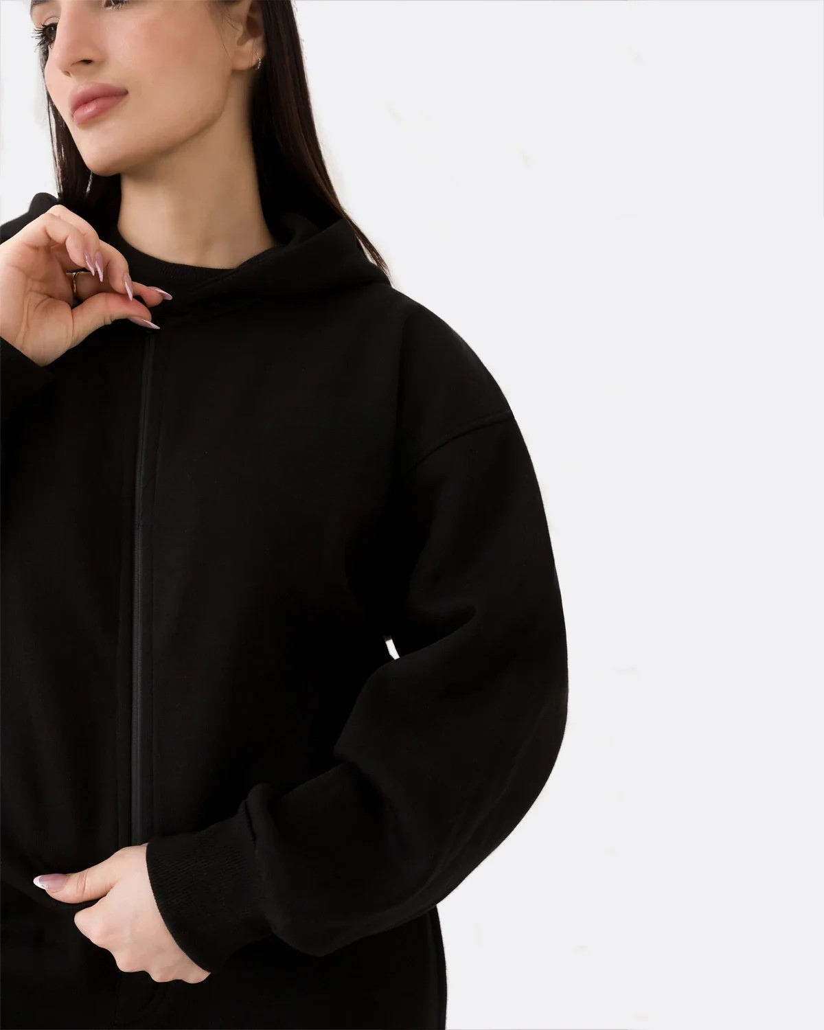 Diaz Clothing Black Oversized Zipper Hoodie