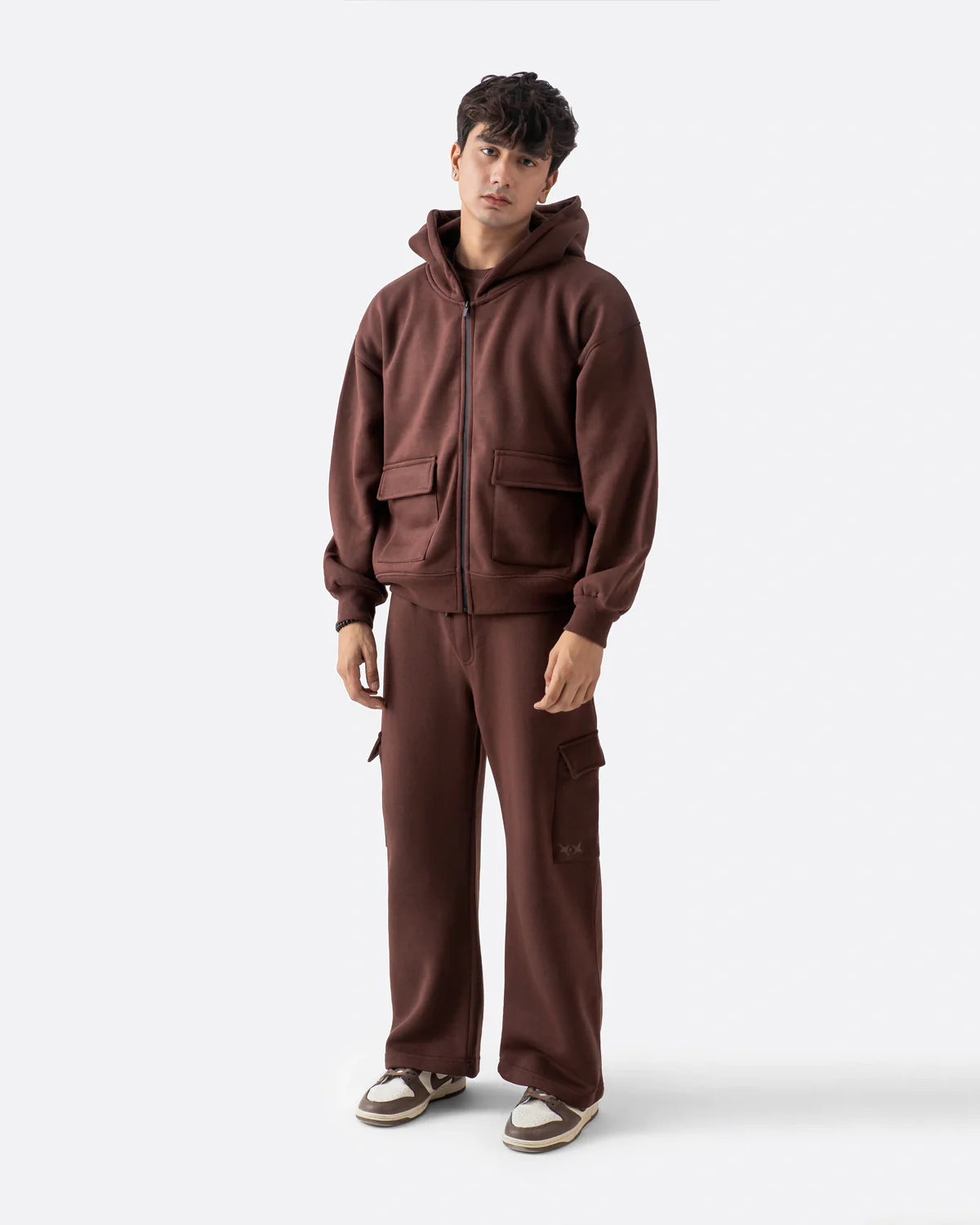 Diaz Clothing Mocha Brown Utility Zipper Hoodie