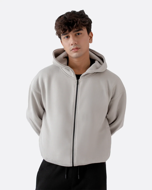 Diaz Clothing College Grey Oversized Zipper Hoodie