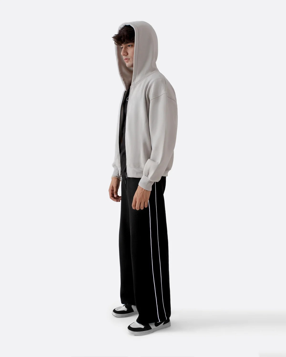 Diaz Clothing College Grey Oversized Zipper Hoodie