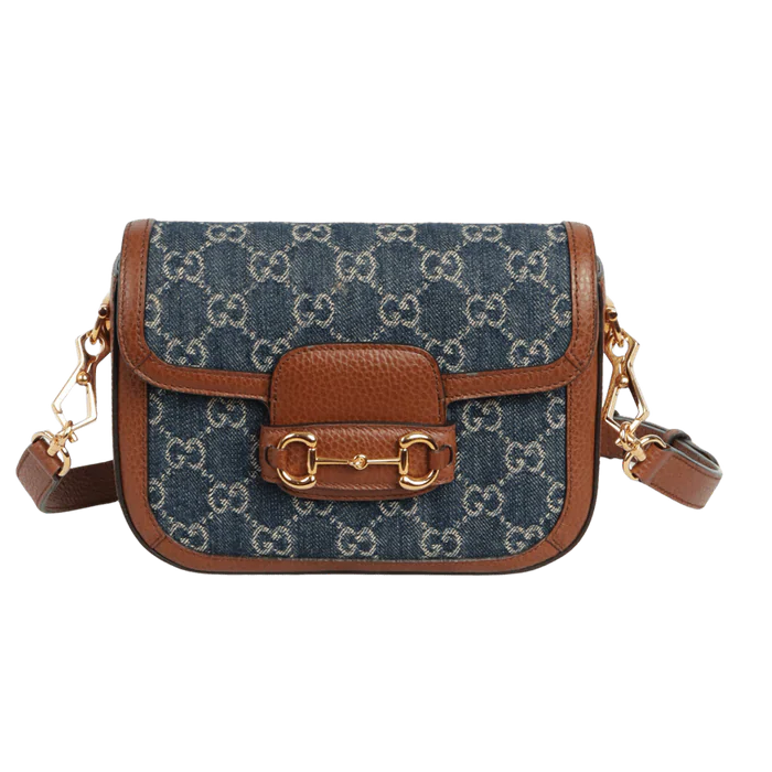 Gucci Blue GG Denim Horsebit 1955 Mini Crossbody Bag – Blue