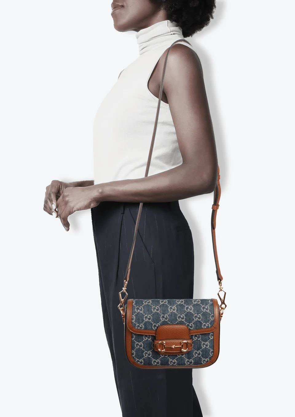 Gucci Blue GG Denim Horsebit 1955 Mini Crossbody Bag – Blue