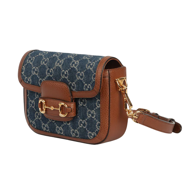 Gucci Blue GG Denim Horsebit 1955 Mini Crossbody Bag – Blue