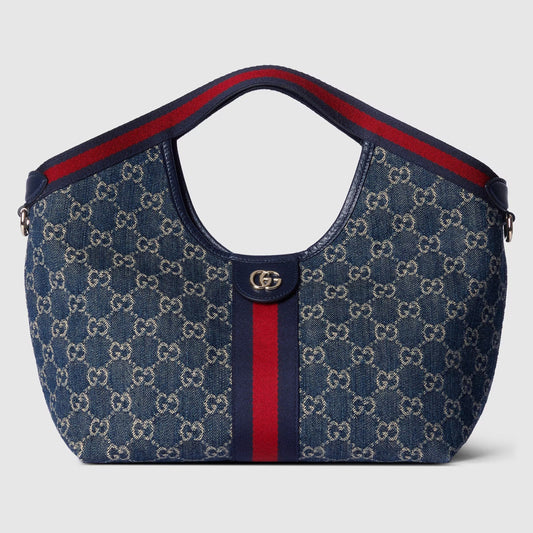 Gucci GG Denim Giglio Small Tote Bag – Blue