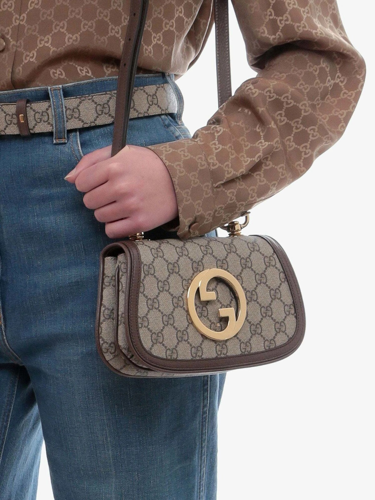 Gucci Blondie Mini GG Supreme Canvas Shoulder Bag – Beige